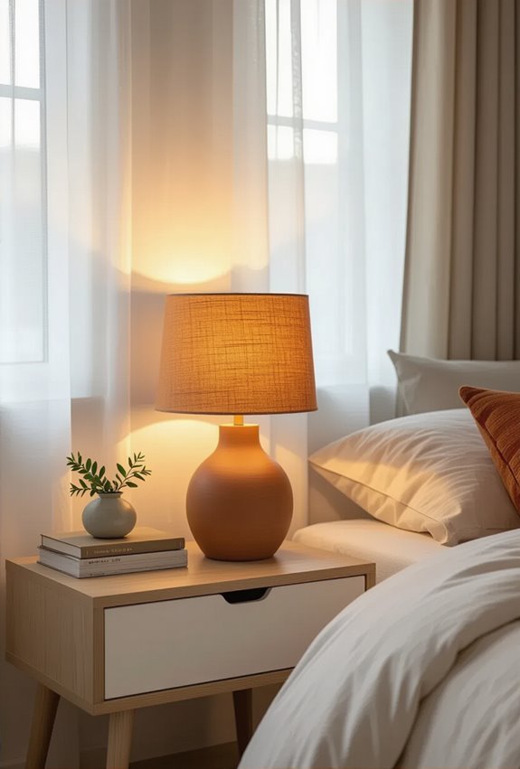 warm toned lampshades soften light