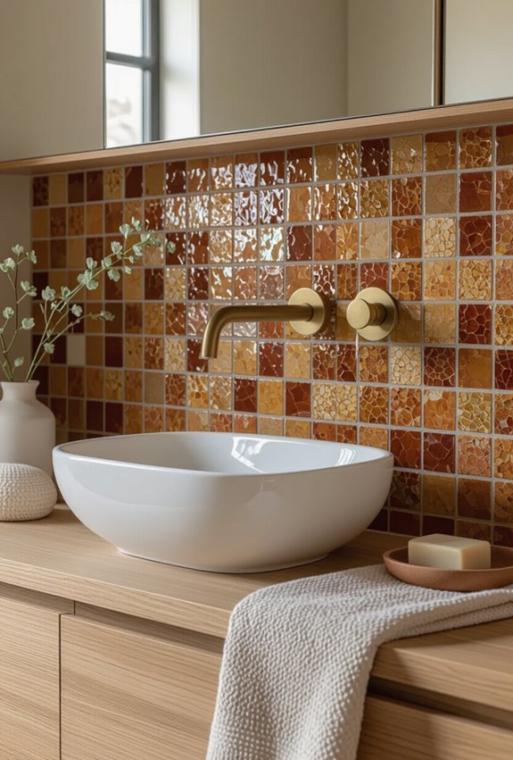 warm toned textured mosaic accents