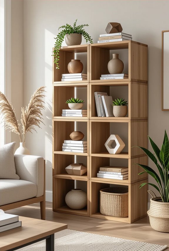warm versatile wooden cube storage