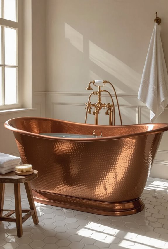 warm vintage copper freestanding tubs