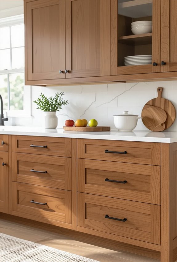 warm walnut shaker cabinets