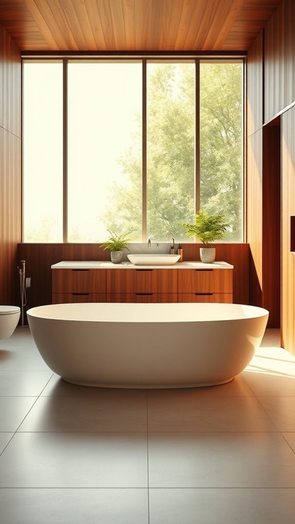 warm wood bathroom accents