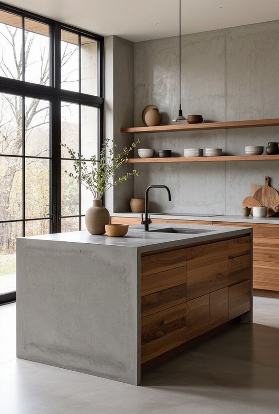 warm wood meets concrete