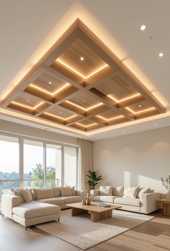 warm wooden acoustic ceiling