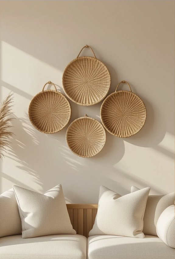 warm woven rattan wall decor