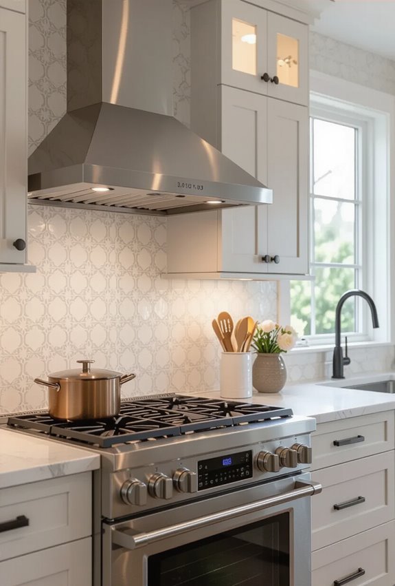waterproof wallpaper behind stove