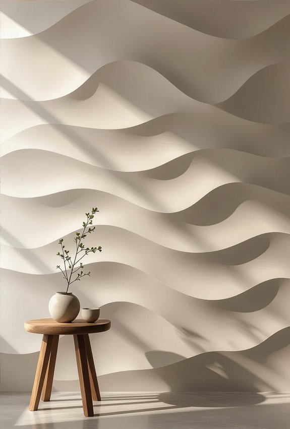 wave inspired textured cement finishes