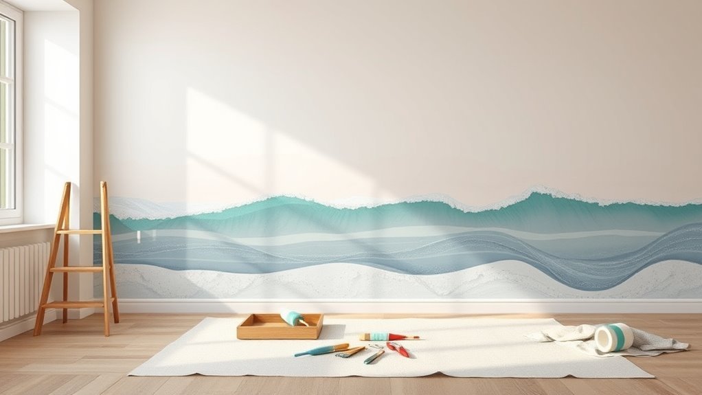 wave mural painting steps