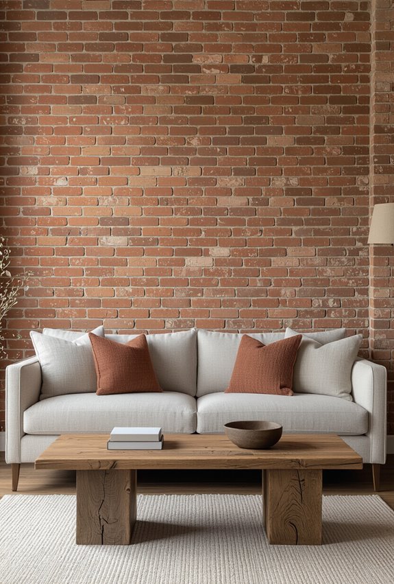 weathered brick warms rustic chic