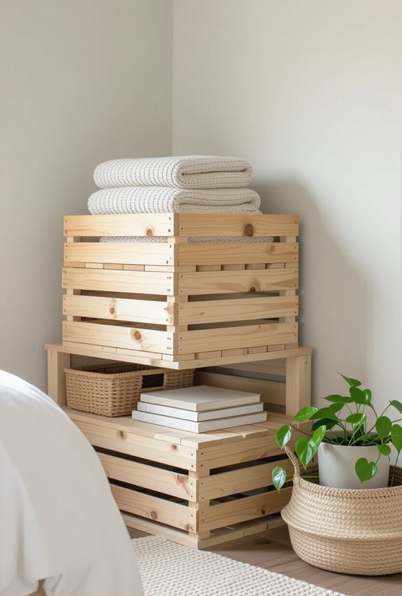weathered crates stacked storage