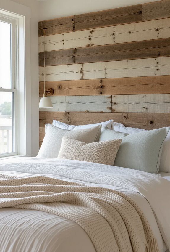 weathered driftwood inspired coastal headboard
