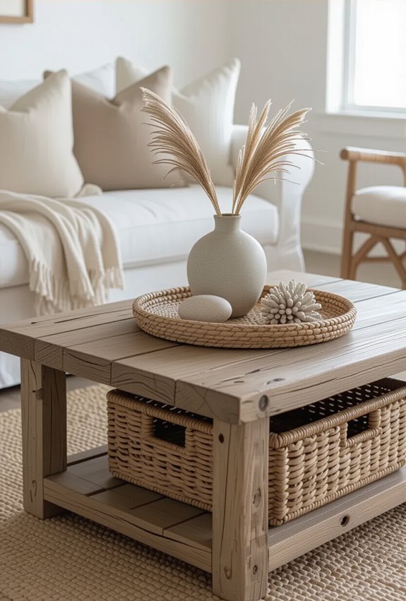 weathered driftwood with rattan