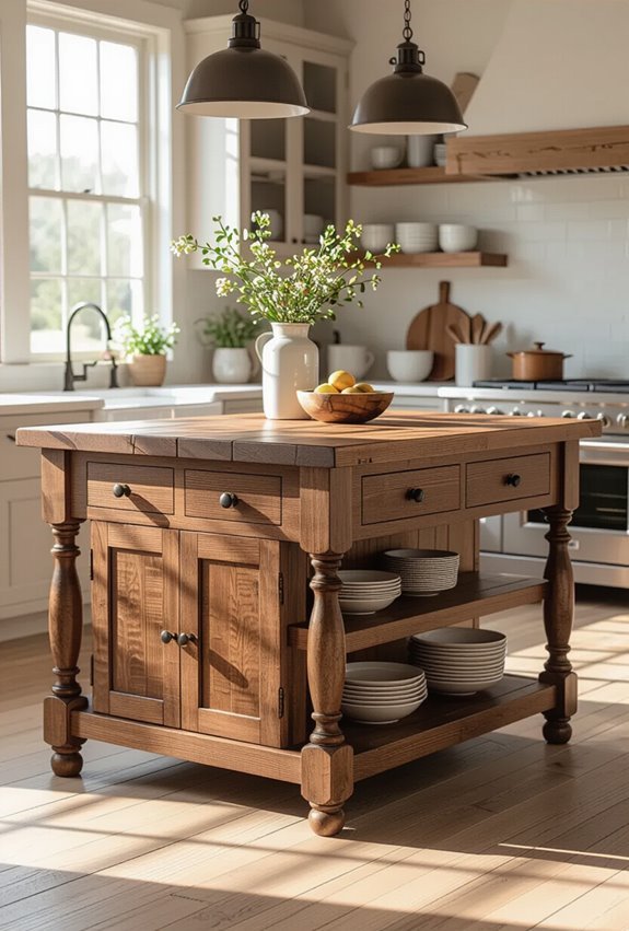 weathered handcrafted brown island