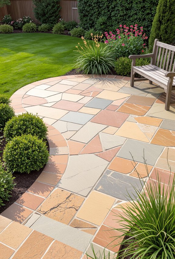 weathered irregular flagstone patio