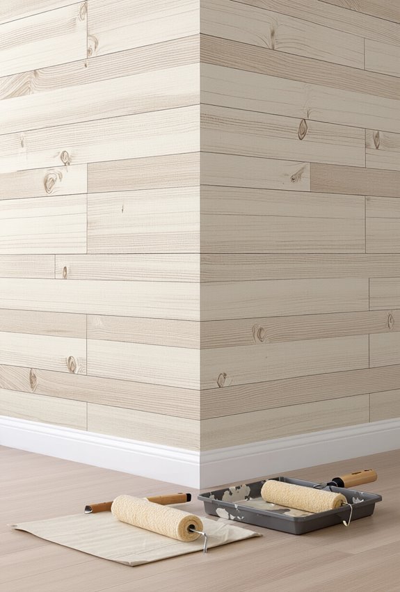 weathered painted faux planks