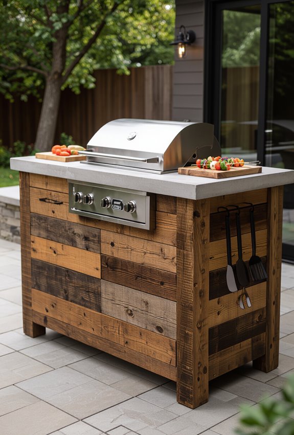 weathered reclaimed wood grillstation