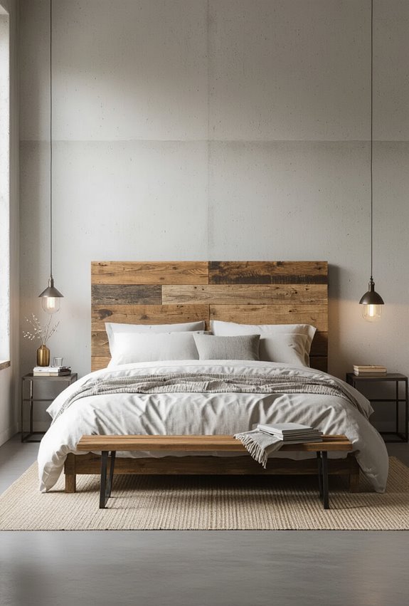 weathered reclaimed wood headboard