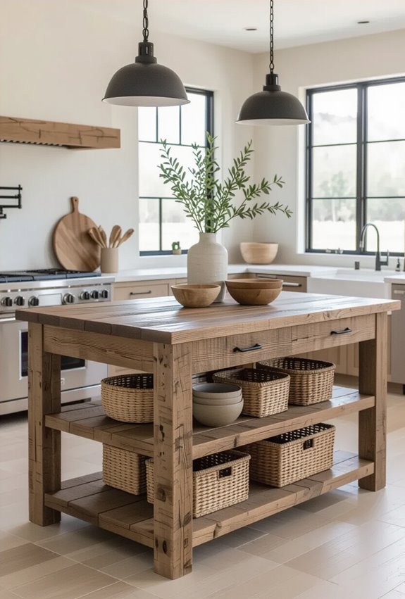 weathered reclaimed wood island
