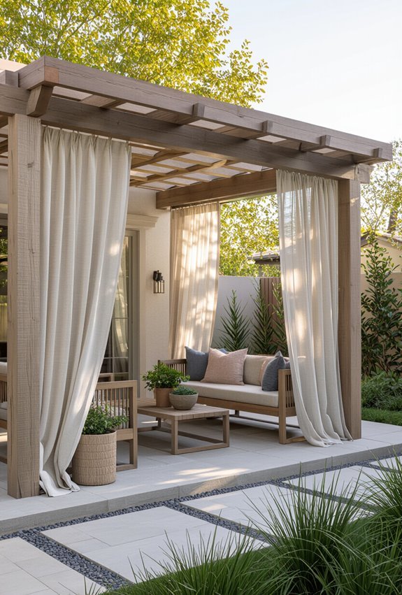 weatherproof curtains define space