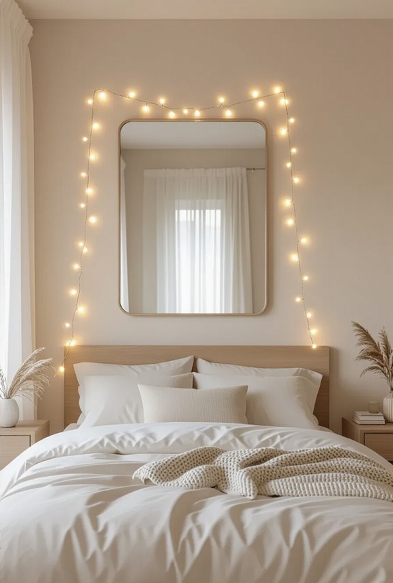 weave fairy lights around headboard