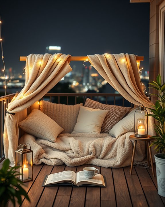 whimsical balcony blanket fort