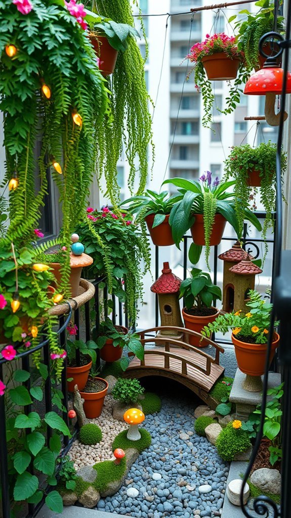 whimsical balcony fairy garden