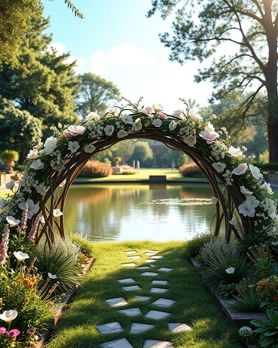 whimsical bridge wedding entrance