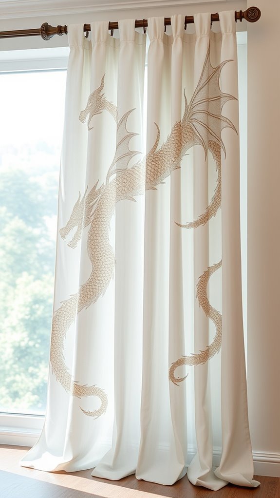 whimsical dragon themed wall curtains