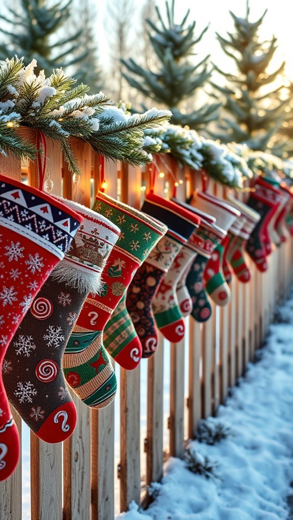 whimsical fence christmas stockings