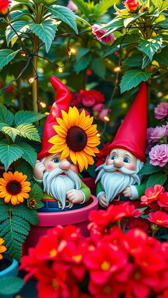 whimsical garden gnome placement