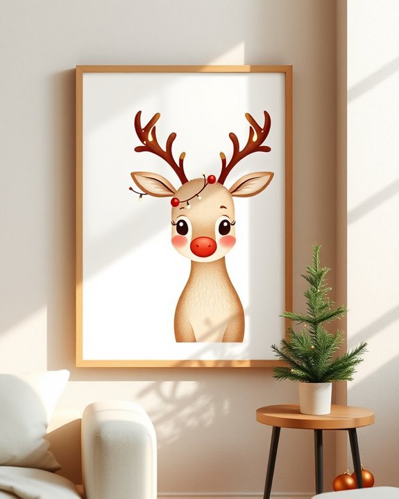 whimsical holiday reindeer artwork