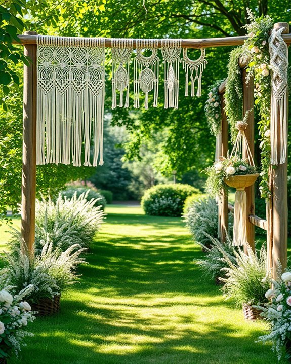 whimsical macrame wedding displays