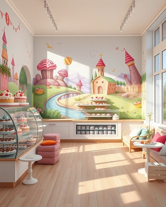 whimsical murals enhance atmosphere