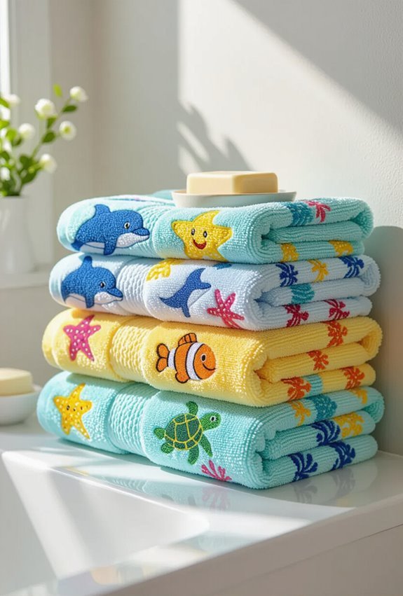 whimsical ocean themed kids towels