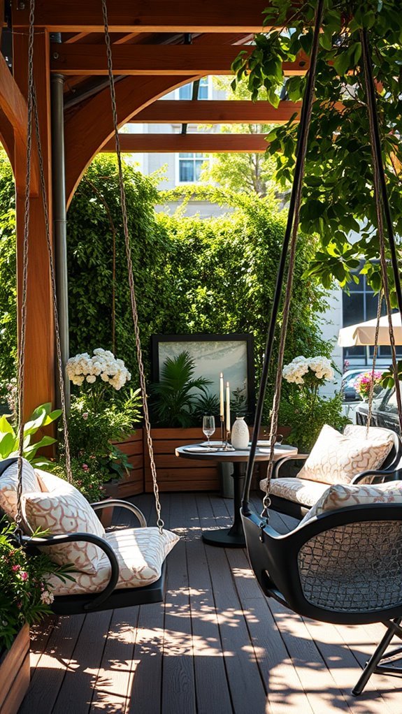 whimsical outdoor swing seating