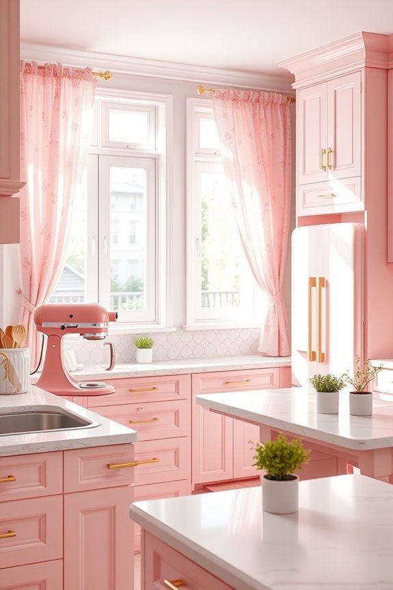 whimsical pink kitchen curtains