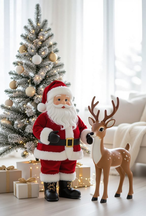 whimsical santas and reindeer