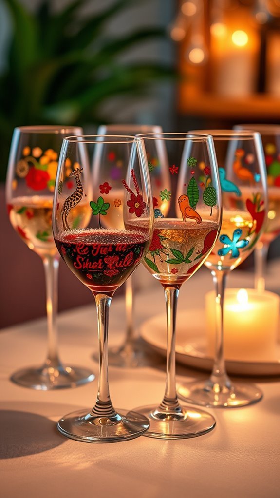 whimsical wine glass decor