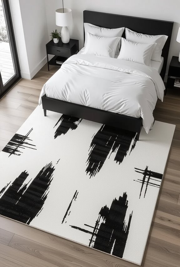 white rug with abstract black