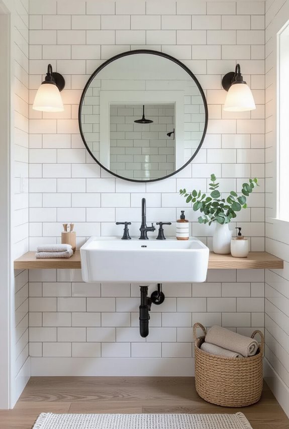 white subway tile contrast