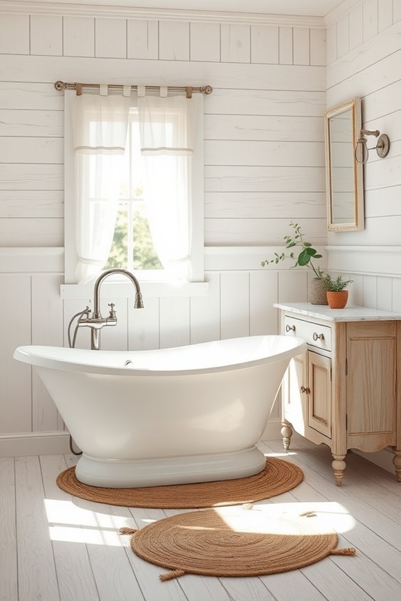 whitewashed wood bathroom decor