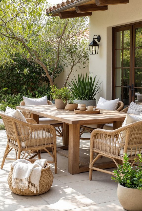 wicker and reclaimed wood textures