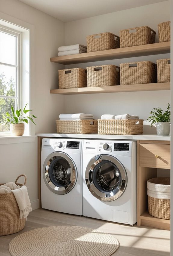 wicker baskets as decor