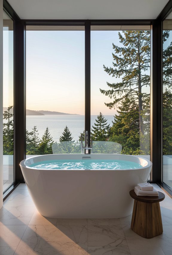 window facing insulated soaking tub