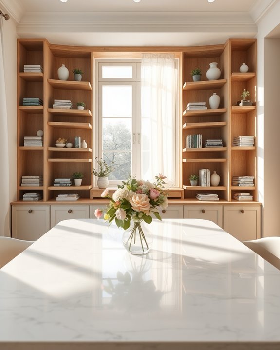 window framing built in shelves