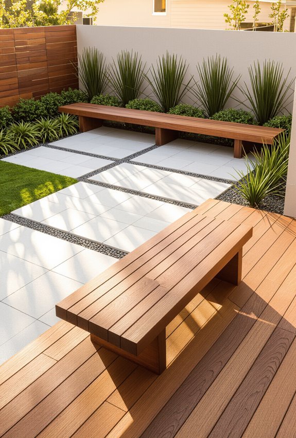 wood accented paver patio