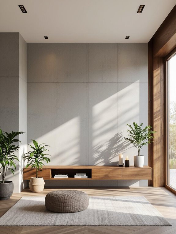 wood accents soften concrete