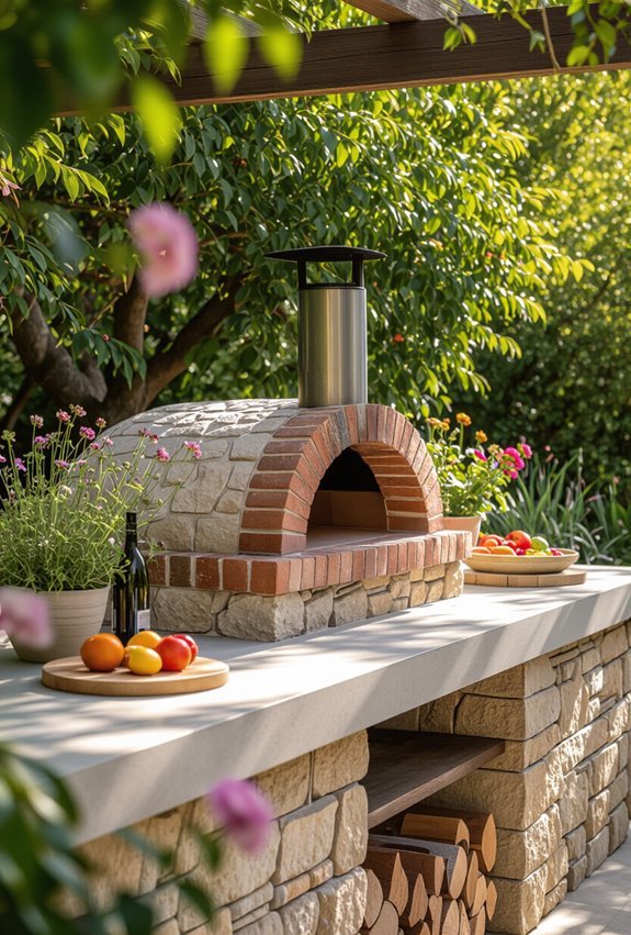 wood fired brick pizza centerpiece