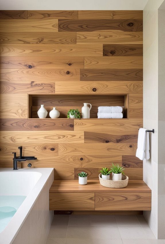 wood wall integrated shelving