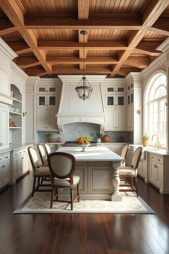 wooden beams enhance kitchen decor
